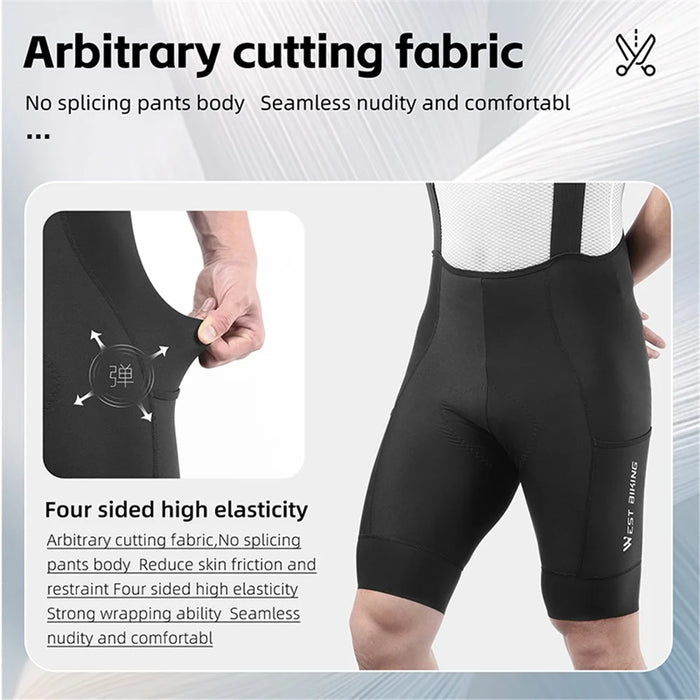 WEST BIKING YP0210012 Summer Cycling Bib Shorts Breathable Bike Riding Cloth for Men - Black  /  S - 6