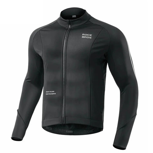 ROCKBROS YPW057 Men's Cycling Jersey Winter Thermal Long Sleeve Fleece Cycling Jacket with 5 Pockets - S - 1
