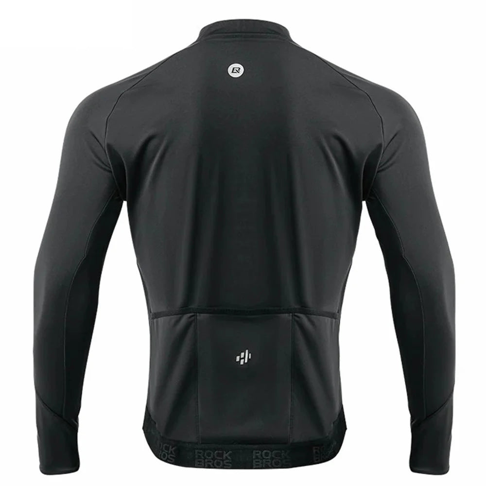 ROCKBROS YPW057 Men's Cycling Jersey Winter Thermal Long Sleeve Fleece Cycling Jacket with 5 Pockets - S - 2