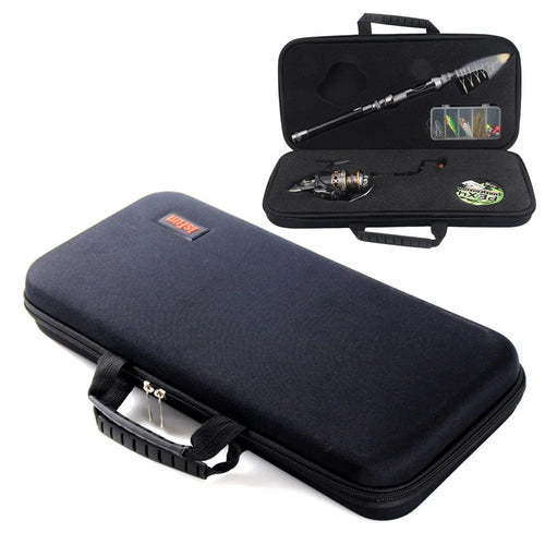 JSFUN 43.5x21.5x6cm EVA Fishing Rod Reel Bag Fishing Tool Storage Pouch with Slotted Sponge Lining - 1