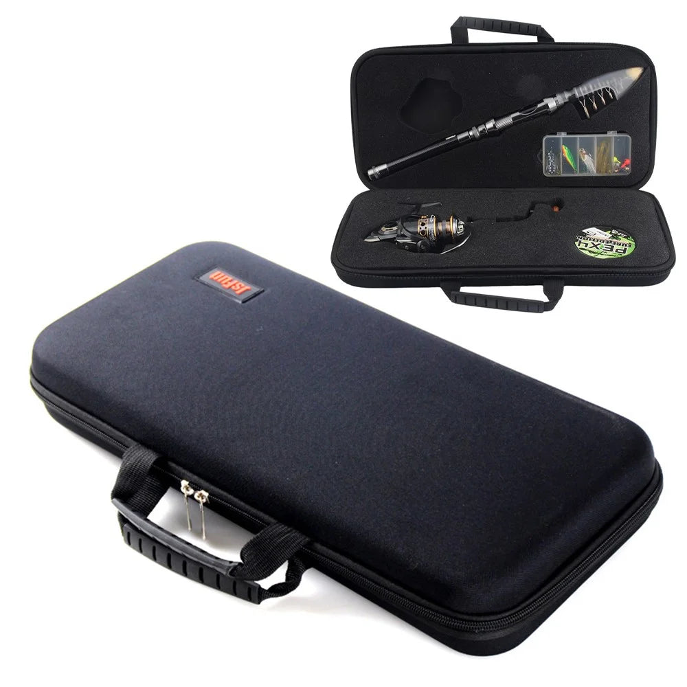 JSFUN 43.5x21.5x6cm EVA Fishing Rod Reel Bag Fishing Tool Storage Pouch with Slotted Sponge Lining - 1