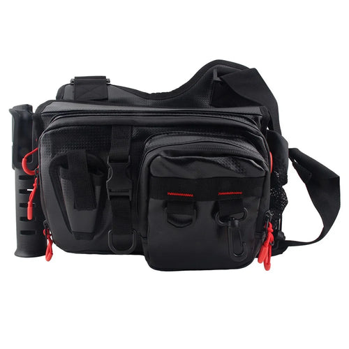 A019 Fishing Rod Holder Shrimp Lure Storage Bag Waterproof PU Leather Waist Pack - 1