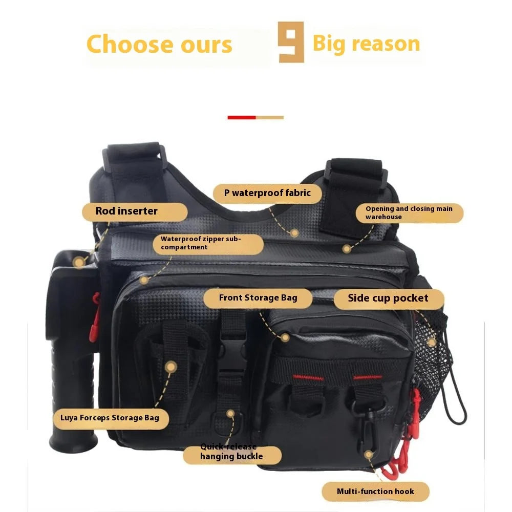 A019 Fishing Rod Holder Shrimp Lure Storage Bag Waterproof PU Leather Waist Pack - 2