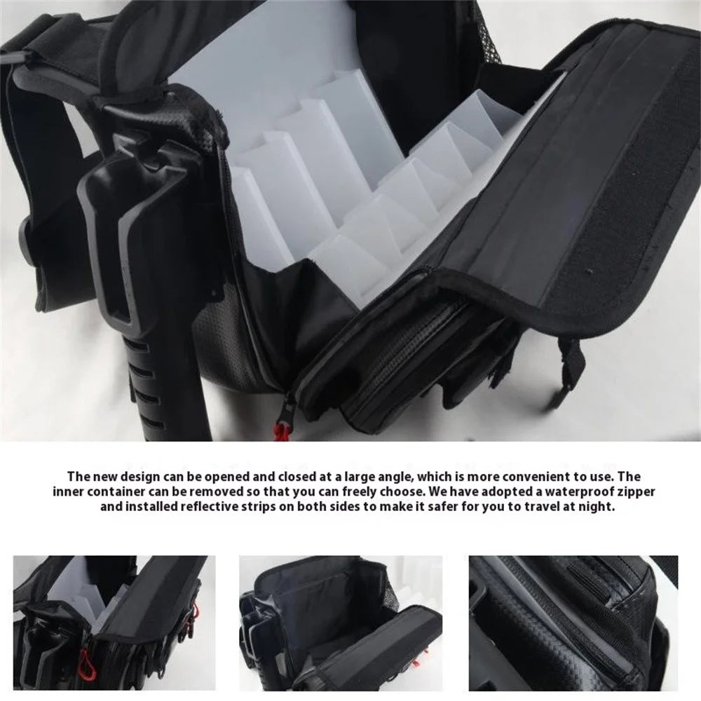 A019 Fishing Rod Holder Shrimp Lure Storage Bag Waterproof PU Leather Waist Pack - 3