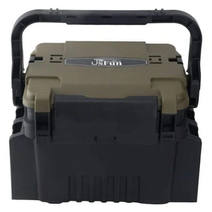 JSFUN FB90 Fishing Box Organizer Multi-Function Lure Live Fish Bucket Thicken Storage Box, Size S: 31.5x17.7x23cm - Brown+Black - 1