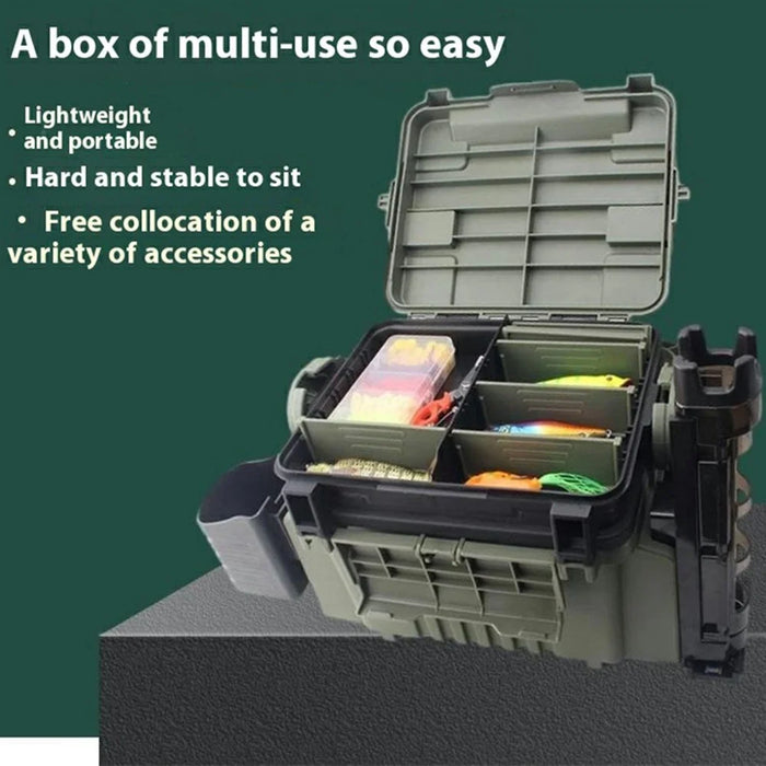 JSFUN FB90 Fishing Box Organizer Multi-Function Lure Live Fish Bucket Thicken Storage Box, Size S: 31.5x17.7x23cm - Brown+Black - 6
