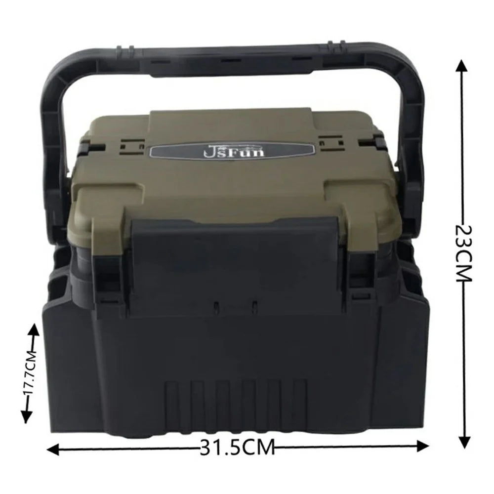 JSFUN FB90 Fishing Box Organizer Multi-Function Lure Live Fish Bucket Thicken Storage Box, Size S: 31.5x17.7x23cm - Brown+Black - 7