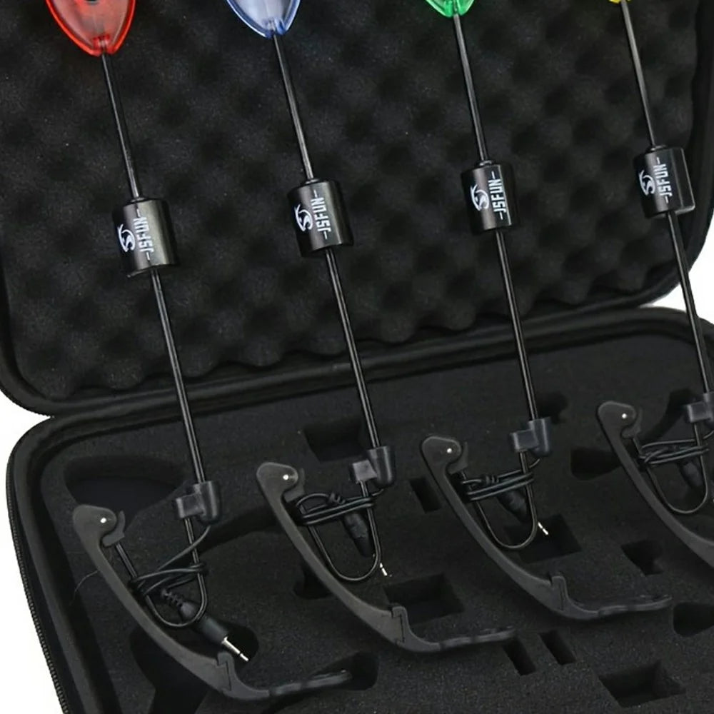 JSFUN 4Pcs / Set Fishing Bite Alarm Swinger Kit Indicator Rod Tip Lights with Storage Bag - 5