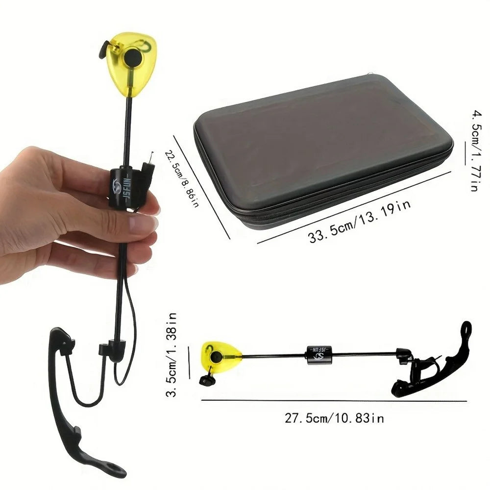 JSFUN 4Pcs / Set Fishing Bite Alarm Swinger Kit Indicator Rod Tip Lights with Storage Bag - 6