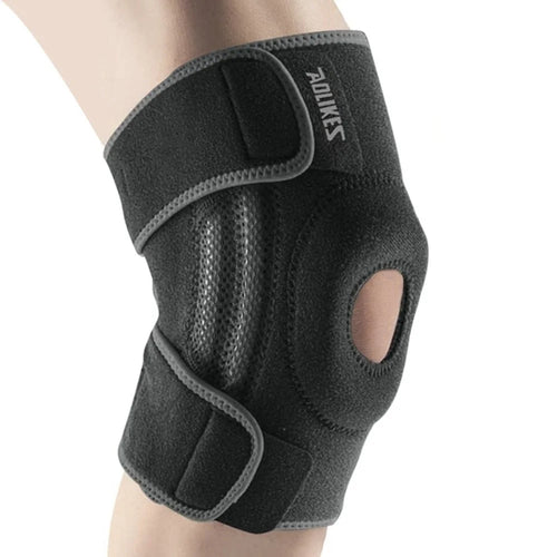 AOLIKES 7613 1Pc Sports Knee Pad Running Basketball Fitness Shock Absorption Knee Guard - Black+Grey / S / M - 1