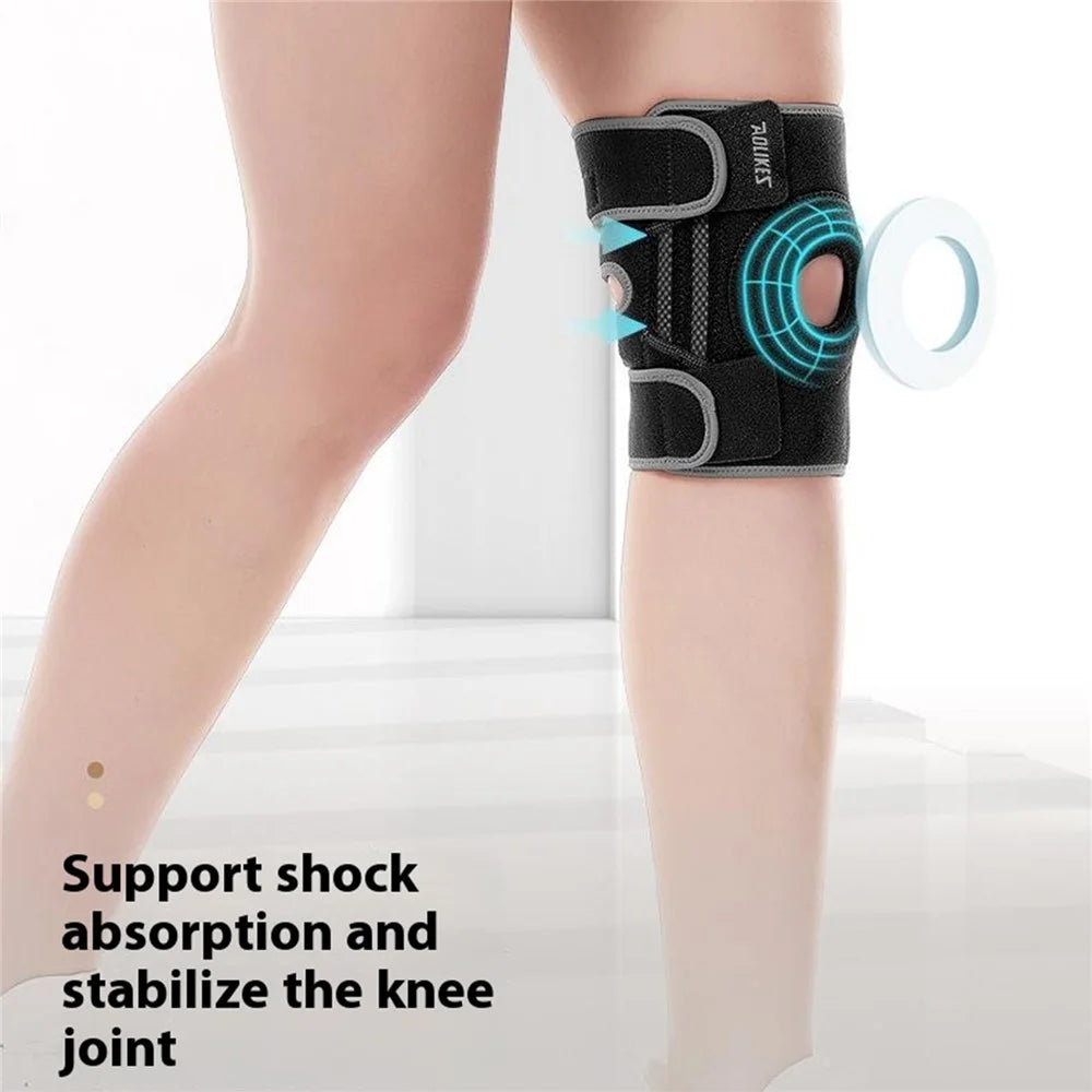 AOLIKES 7613 1Pc Sports Knee Pad Running Basketball Fitness Shock Absorption Knee Guard - Black+Grey / S / M - 2