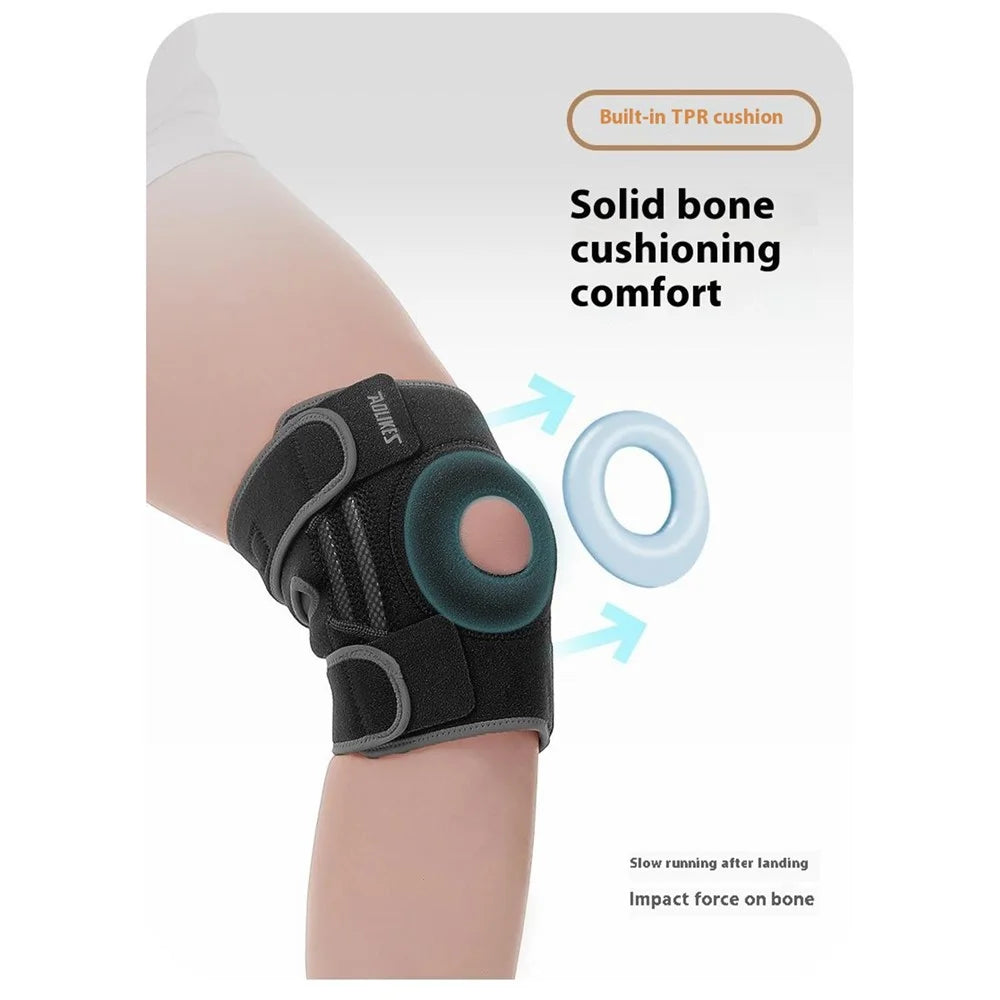 AOLIKES 7613 1Pc Sports Knee Pad Running Basketball Fitness Shock Absorption Knee Guard - Black+Grey / S / M - 4