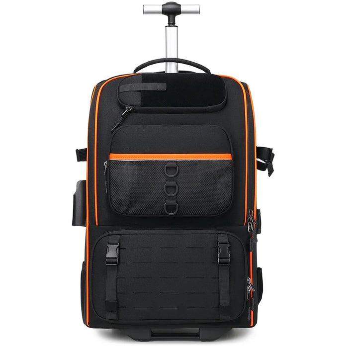 10016 Outdoor Fishing Lure Backpack Waterproof Nylon Large Capacity Rod Tackle Storage Bag with Trolley - Black - 2