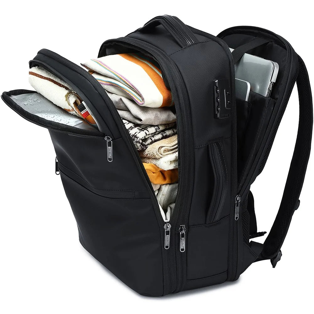 COOLBELL 8309 17 Inch Laptop Backpack Expandable Anti Theft Business Travel Bag with USB Charging Port - Black - 5