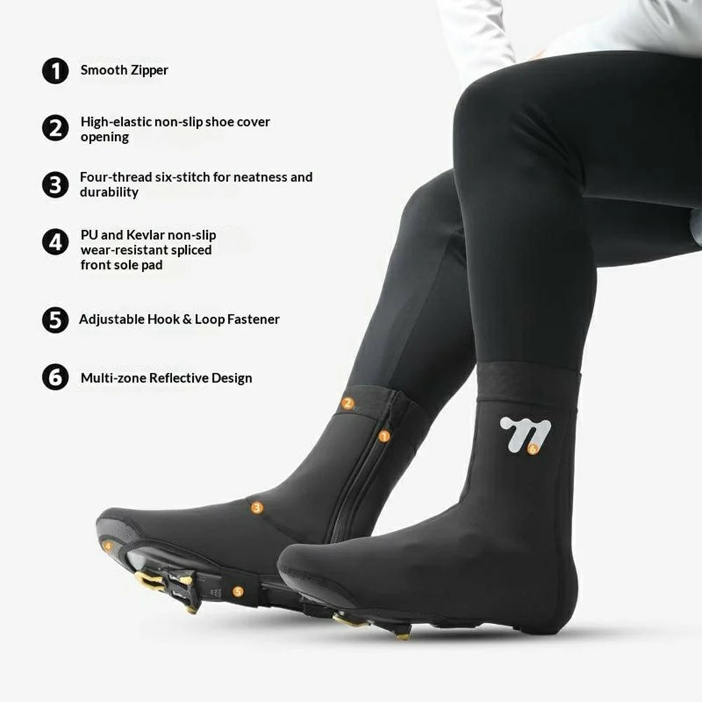 WEST BIKING YP0215050 1 Pair Windproof Cycling Shoes Cover Winter Thermal Overshoes Protector, for Shoe Size 40-43 - 4