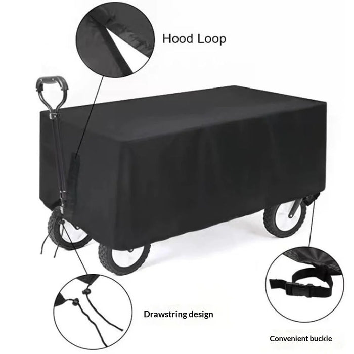 97 x 61 x 56cm Outdoor Folding Wagon Cart Cover 210D Oxford Cloth Camping Cart Waterproof Cover - Black - 2