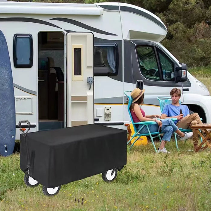 97 x 61 x 56cm Outdoor Folding Wagon Cart Cover 210D Oxford Cloth Camping Cart Waterproof Cover - Black - 3