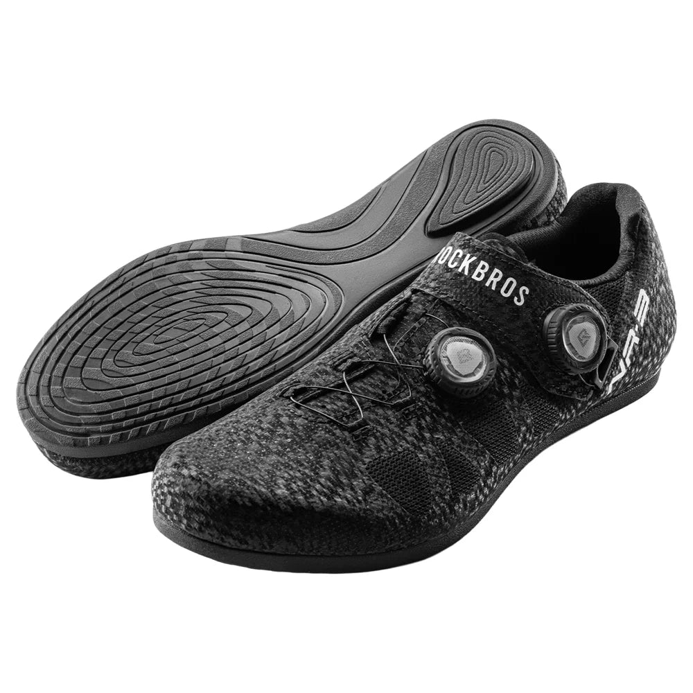 ROCKBROS Professional Road Mountain Bike Shoes with Adjustable Rotary Knob Anti Slip Bicycle Racing Sneakers  - Black/Size 36 - 1