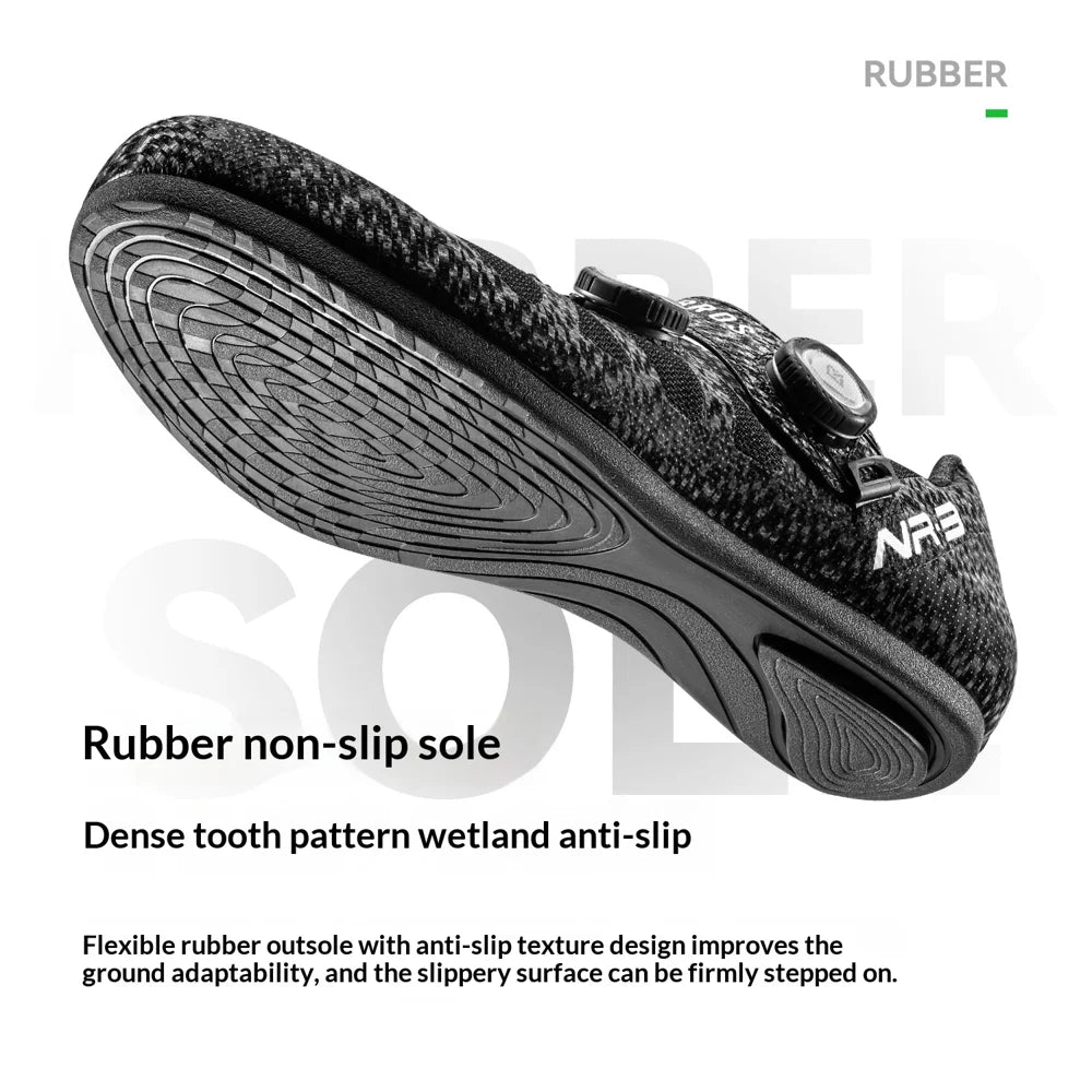 ROCKBROS Professional Road Mountain Bike Shoes with Adjustable Rotary Knob Anti Slip Bicycle Racing Sneakers  - Black/Size 36 - 5