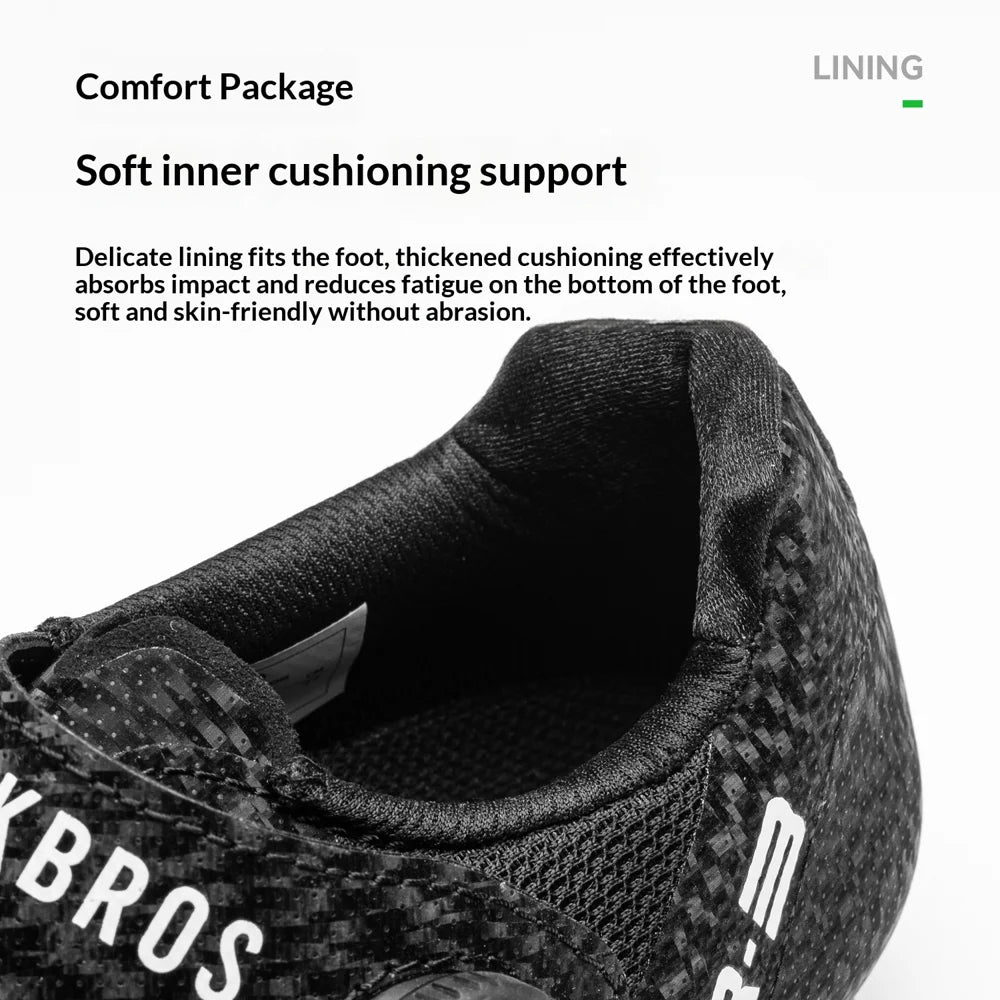 ROCKBROS Professional Road Mountain Bike Shoes with Adjustable Rotary Knob Anti Slip Bicycle Racing Sneakers  - Black/Size 36 - 7