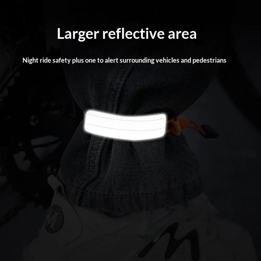 Adjustable Reflective Leg Straps Cycling Pants Cuffs Safety Bands for Road Mountain Bike Night Running - Orange - 4