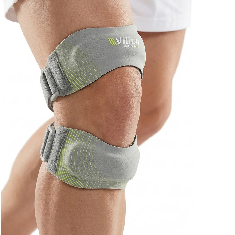 VILICO AB190 1Pc Knee Support Adjustable Magic Tape Patella Stabilizer Brace for Basketball Running - Gray - 1