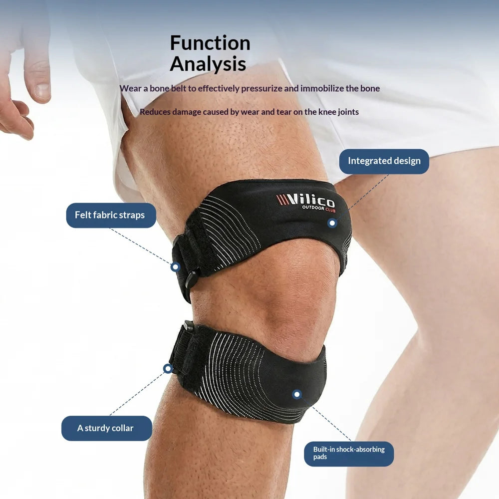 VILICO AB190 1Pc Knee Support Adjustable Magic Tape Patella Stabilizer Brace for Basketball Running - Gray - 4