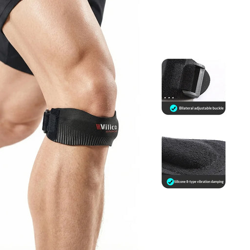VILICO AB191 1Pc Patella Knee Support Strap Adjustable Compression Knee Brace for Running Jumping Rope - Black - 2
