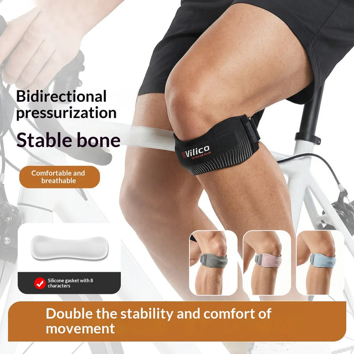 VILICO AB191 1Pc Patella Knee Support Strap Adjustable Compression Knee Brace for Running Jumping Rope - Black - 3