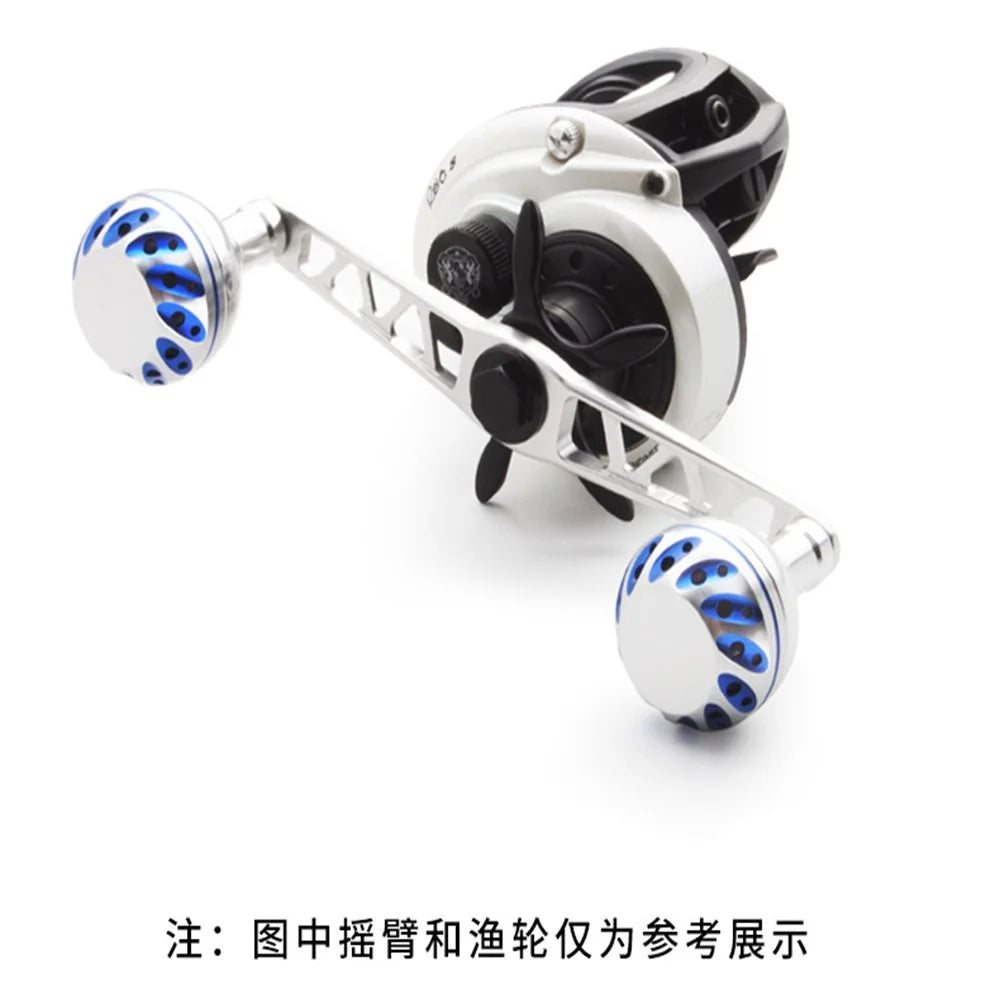 38mm Aluminum Alloy Fishing Reel Rocker Knob Handle Ball Grip Power Handle - Black  /  Silver - 3