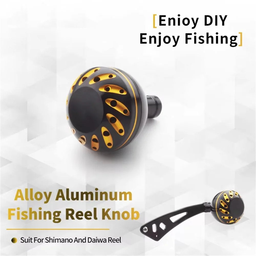 38mm Aluminum Alloy Fishing Reel Rocker Knob Handle Ball Grip Power Handle - Black  /  Silver - 5