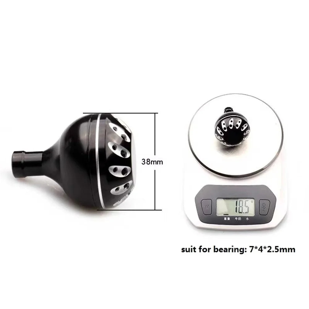 38mm Aluminum Alloy Fishing Reel Rocker Knob Handle Ball Grip Power Handle - Black  /  Silver - 7