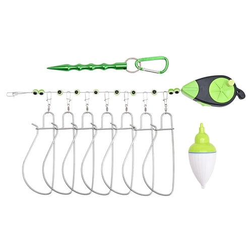 LEO 28282 Stainless Steel  Fish Buckle Lock Fishing Stringer Clip with 7pcs Snaps Fishing Holder Kit - Size L - 1