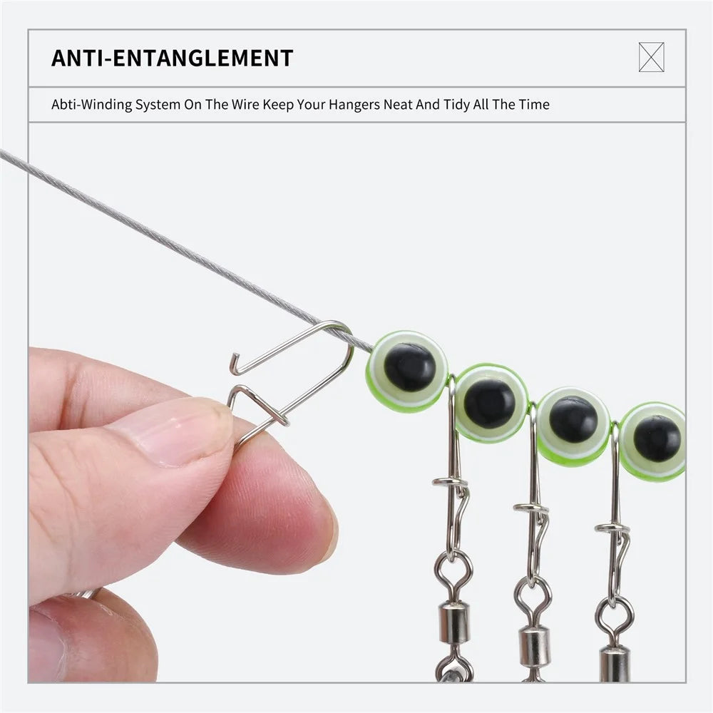 LEO 28282 Stainless Steel  Fish Buckle Lock Fishing Stringer Clip with 7pcs Snaps Fishing Holder Kit - Size L - 7