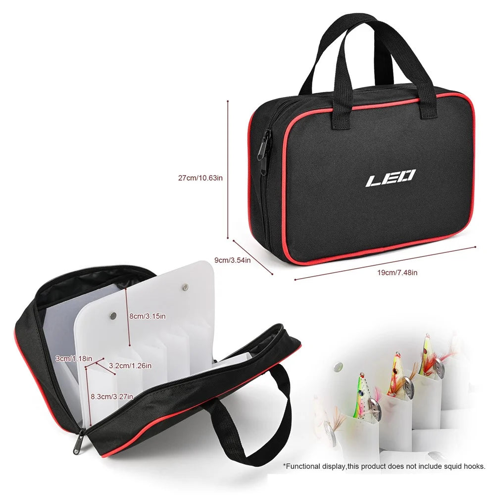 LEO 28256 20-Grid Polyester+PP Squid Hook Storage Bag Fishing Lures Soft Bait Storage Case - 6