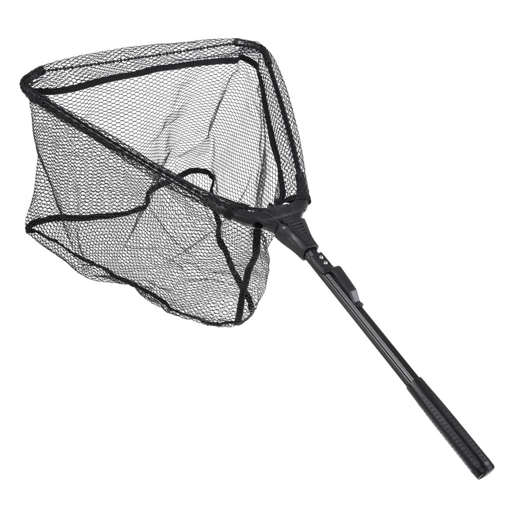 LEO 28036 40cm Portable Fish Landing Net Collapsible Triangular Nylon Fishing Net - Black - 1