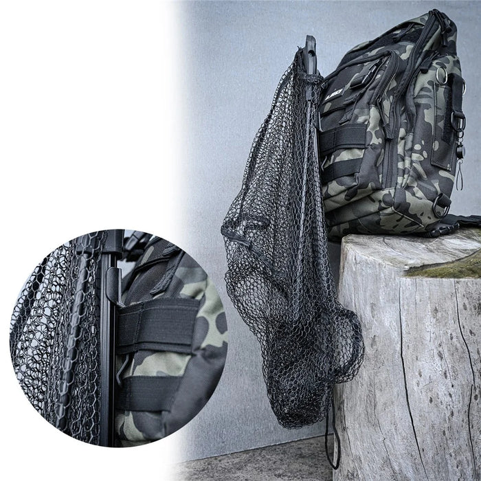 LEO 28036 40cm Portable Fish Landing Net Collapsible Triangular Nylon Fishing Net - Black - 2