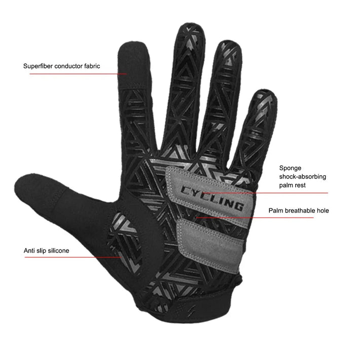 CYCLING Anti-slip Mittens Shock Absorbing Full Finger Touch Screen Cycling Gloves - M - 5
