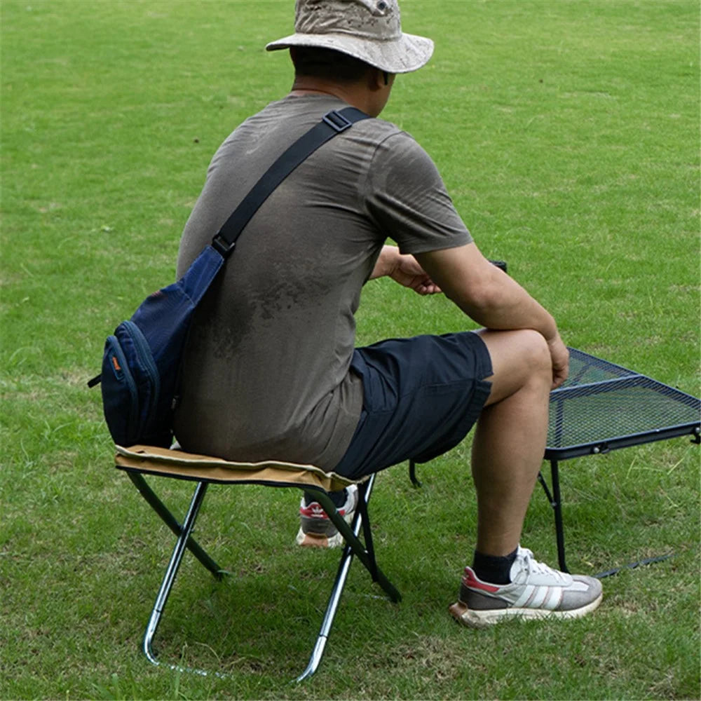 CLS Oxford Cloth+Aluminum Alloy Folding Camping Chair with Storage Bag, Size: L - Black - 7