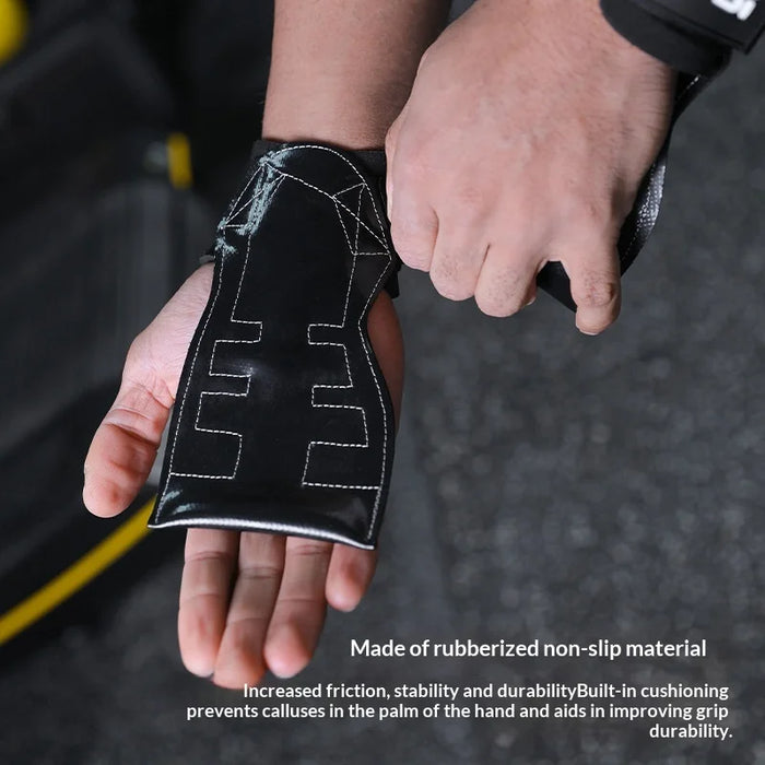 VBOSI 4304V 1 Pair Lifting Straps Weightlifting Grips Magic Tape Wrist Support for Gym Training - M Black - 6