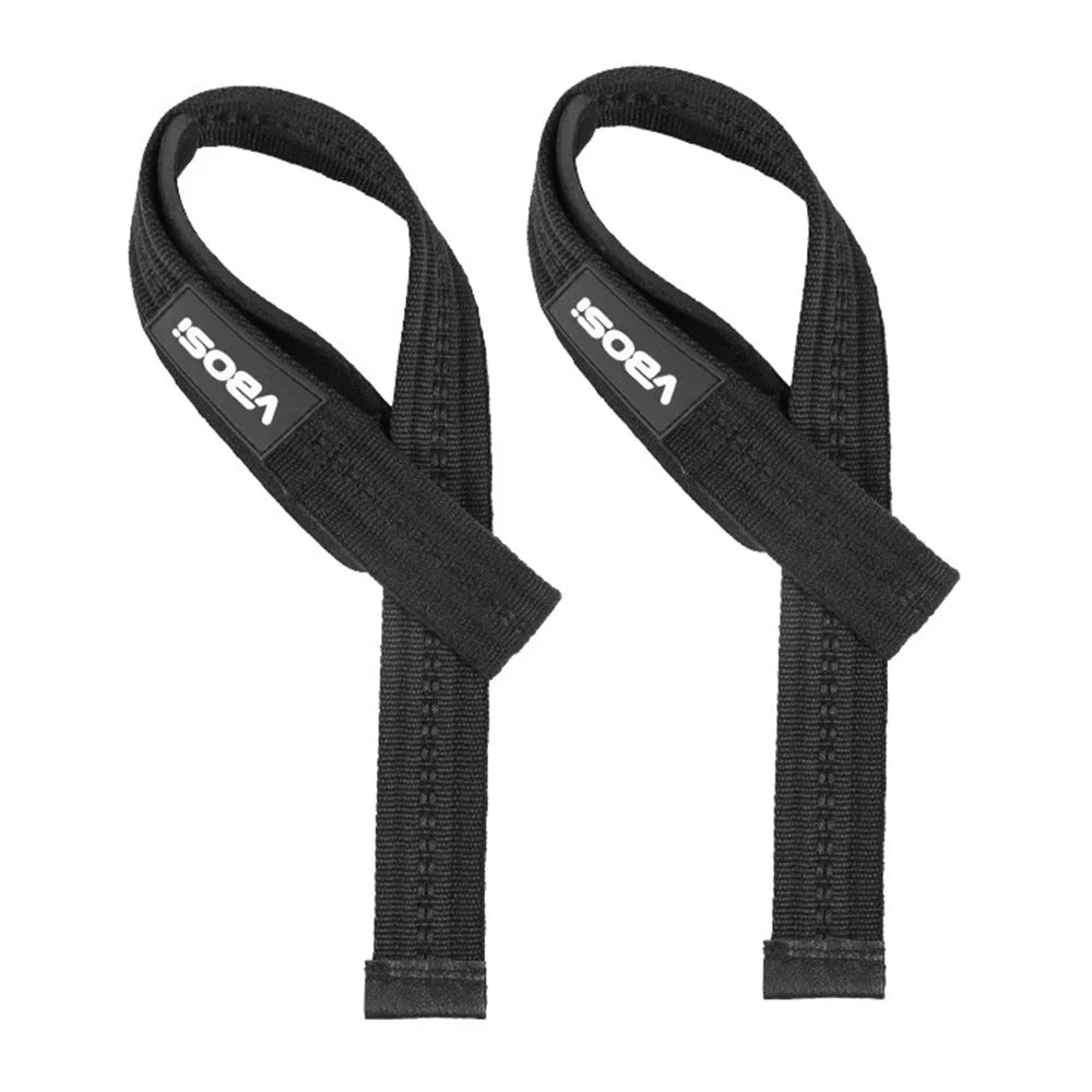 VBOSI 0404V 1 Pair Lifting Straps 6mm Padded Gym Wrist Wraps Anti-Slip Weight Lifting Grips for Deadlift Pull-ups - Black - 1
