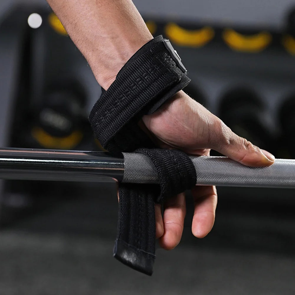 VBOSI 0404V 1 Pair Lifting Straps 6mm Padded Gym Wrist Wraps Anti-Slip Weight Lifting Grips for Deadlift Pull-ups - Black - 6