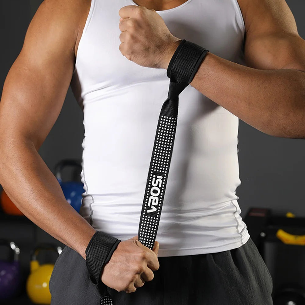 VBOSI 8304V 1 Pair Lifting Straps Anti-Slip Hand Grip Wraps for Deadlifts Powerlifting Workouts Strength Training - Black - 4