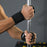 VBOSI 3304V 1 Pair Second-layer Cowhide 3-Hole Grips with Wrist Support Weightlifting Gloves for Deadlift Pull-up Gym Training - M Black - 3