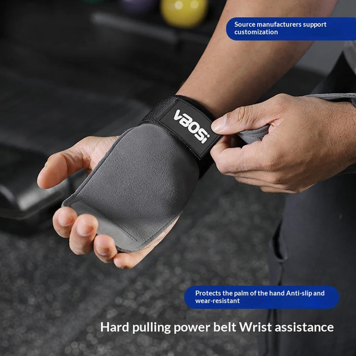 VBOSI 9304V 1 Pair Breathable Lifting Straps Weightlifting Grips Workout Gloves for Deadlift Pull Up Gym - Black - 3