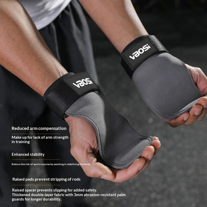 VBOSI 9304V 1 Pair Breathable Lifting Straps Weightlifting Grips Workout Gloves for Deadlift Pull Up Gym - Black - 4