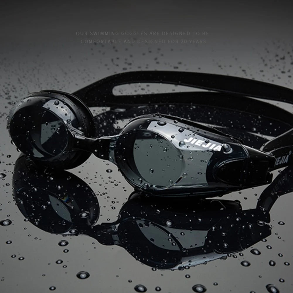 JIEJIA AH100 Adult Swimming Goggles Waterproof HD Glasses Anti-Fog Eyeglasses - Black - 2