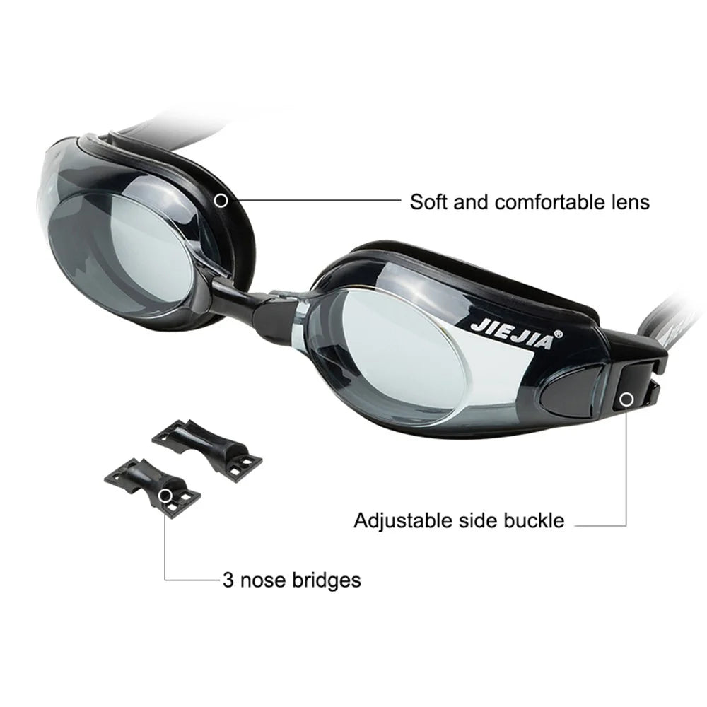 JIEJIA AH100 Adult Swimming Goggles Waterproof HD Glasses Anti-Fog Eyeglasses - Black - 3