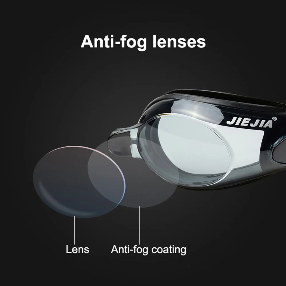 JIEJIA AH100 Adult Swimming Goggles Waterproof HD Glasses Anti-Fog Eyeglasses - Black - 5