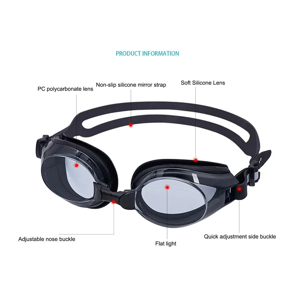 JIEJIA AM100 Adult Swimming Goggles HD Waterproof Glasses Anti-Fog Anti-UV Eyeglasses - Black - 7